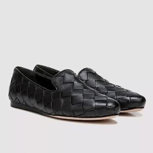 Veronica Beard Griffin Basket Weave Loafers Flats Black Leather Womens Size 8.5